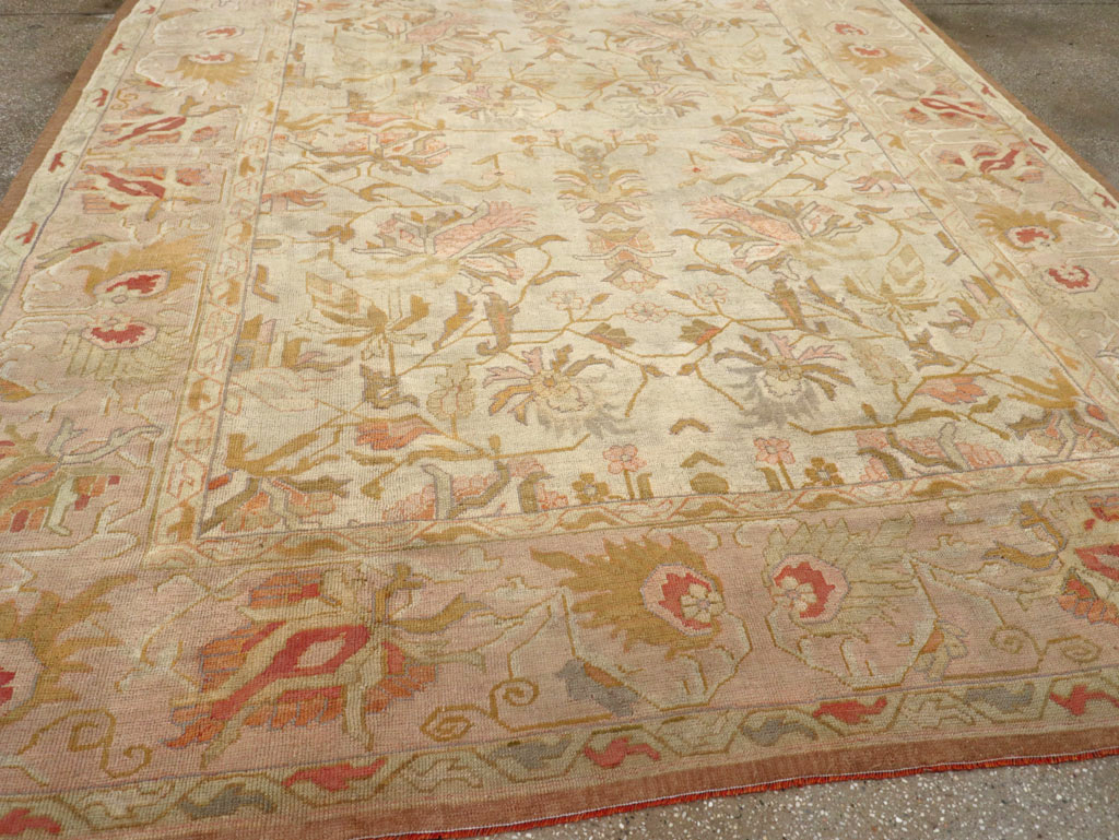 Antique Turkish Oushak Room Size Carpet, No.31192 - Staging