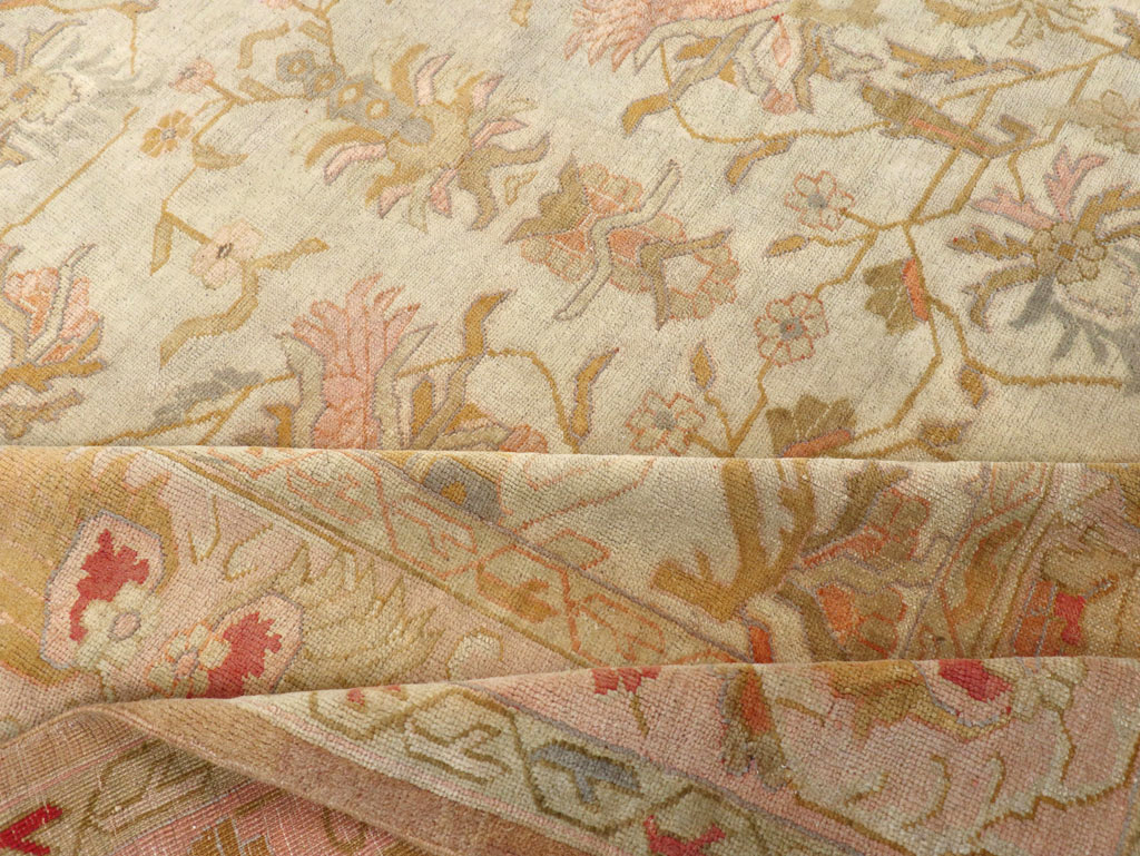 Antique Turkish Oushak Room Size Carpet, No.31192 - Staging
