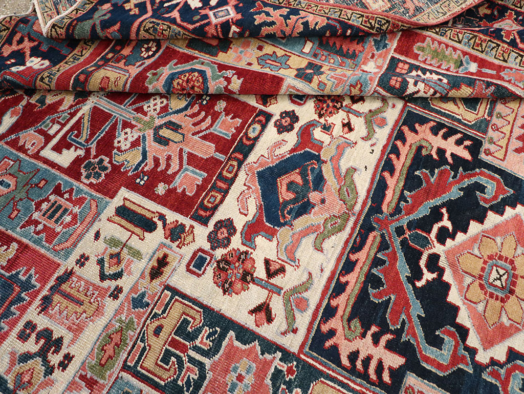 Antique Persian Heriz Room Size Carpet, No.31196 - Staging