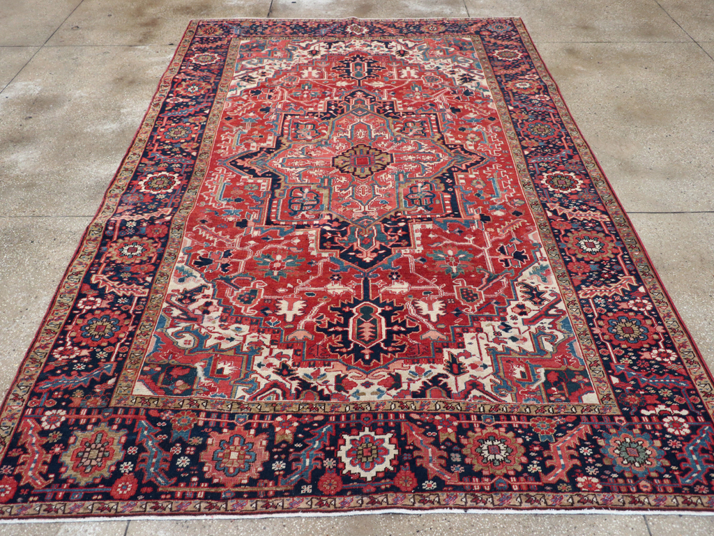 Antique Persian Heriz Room Size Carpet, No.31205 - Staging