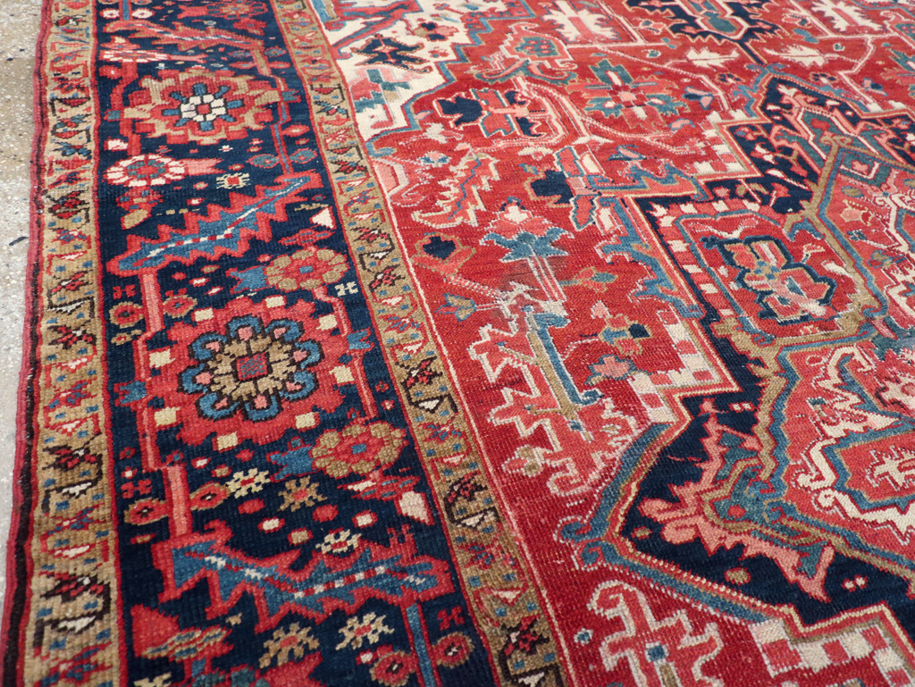 Antique Persian Heriz Room Size Carpet, No.31205 - Staging