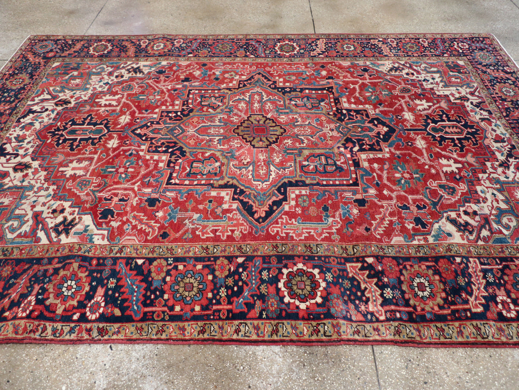 Antique Persian Heriz Room Size Carpet, No.31205 - Staging