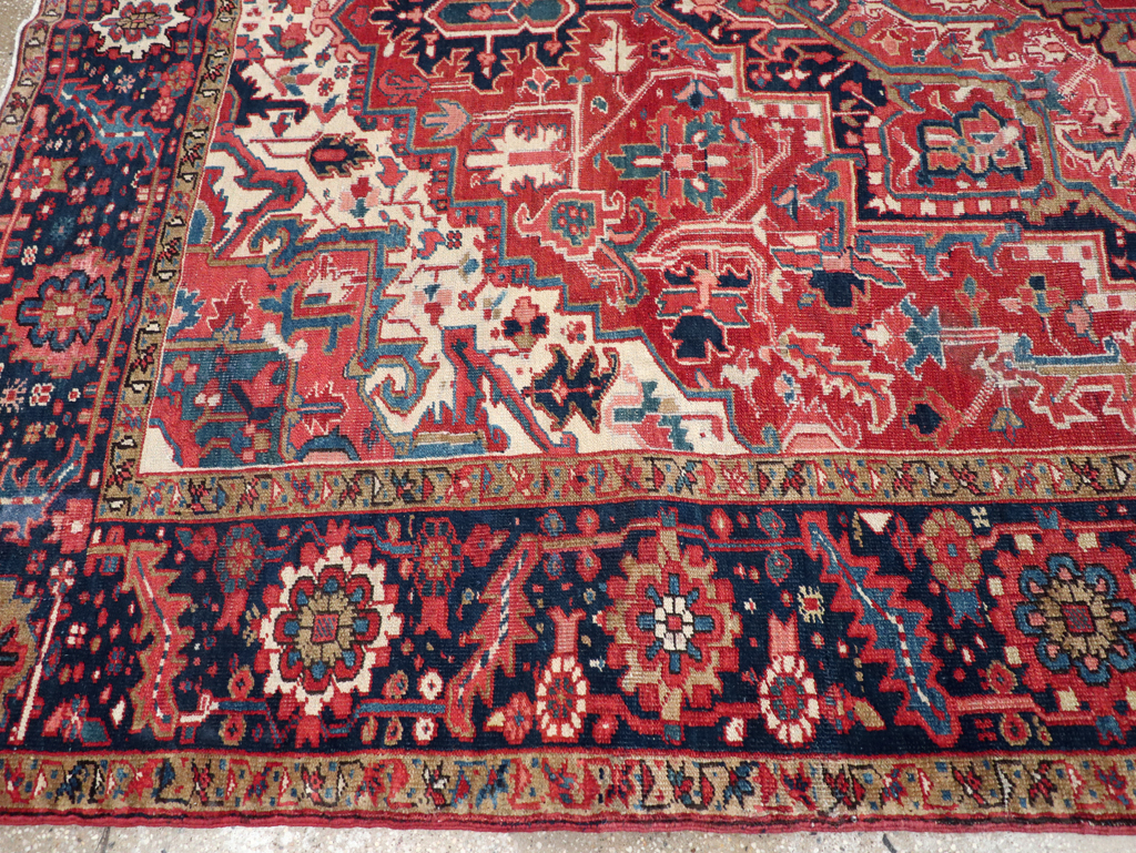 Antique Persian Heriz Room Size Carpet, No.31205 - Staging