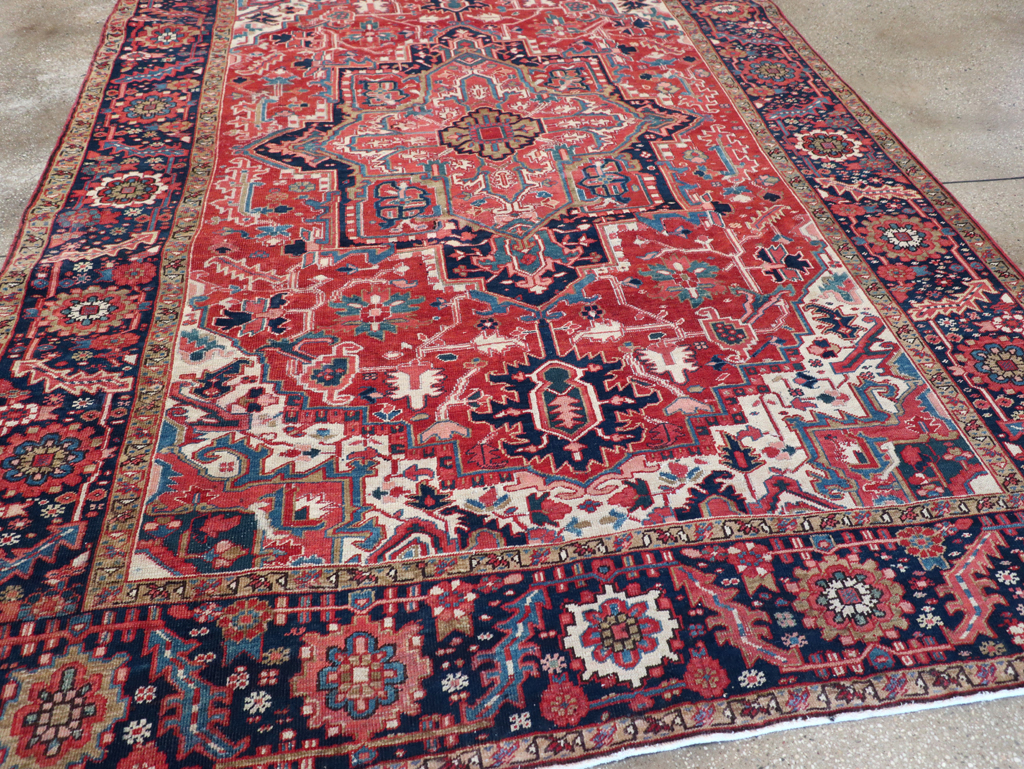 Antique Persian Heriz Room Size Carpet, No.31205 - Staging