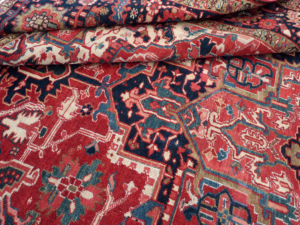 Antique Persian Heriz Room Size Carpet, No.31205 - Staging