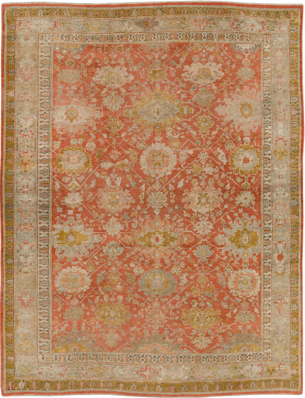 Antique Turkish Ghiordes Room Size Carpet, No.31206 - Staging