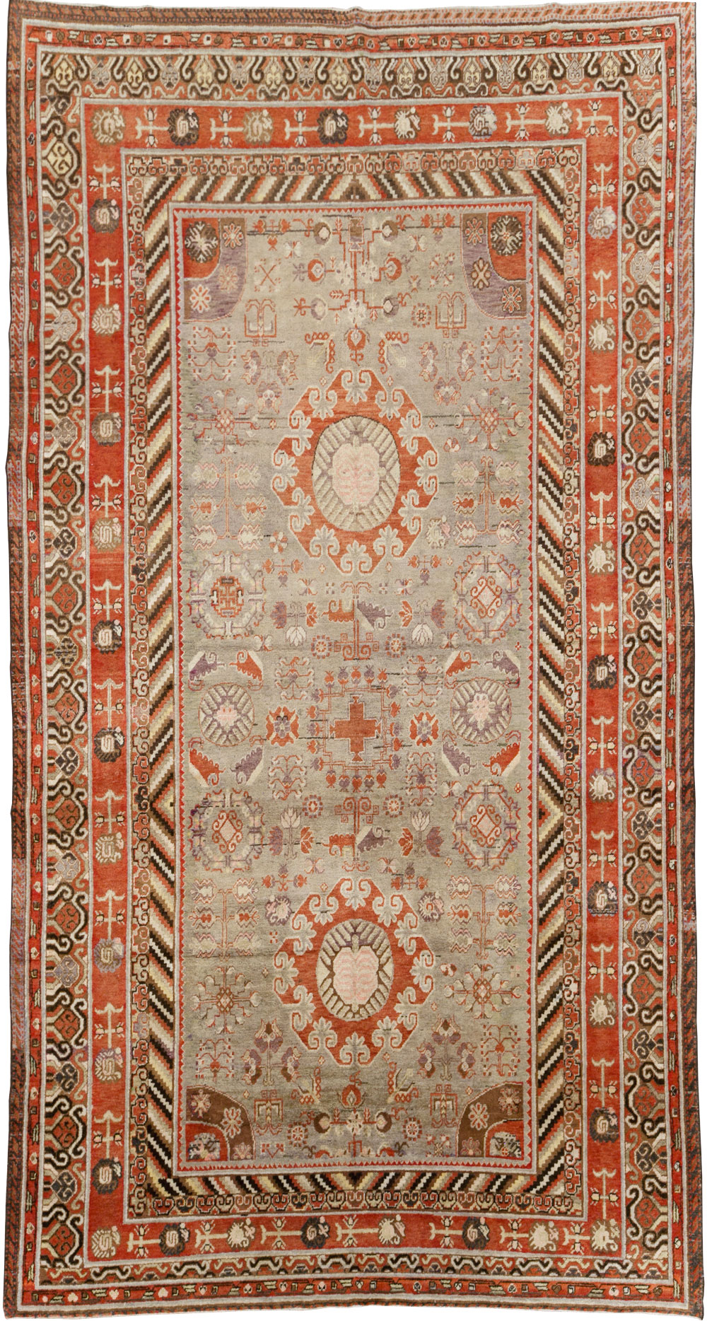 Antique East Turkestan Khotan Large Gallery Carpet, No.31209 - Staging