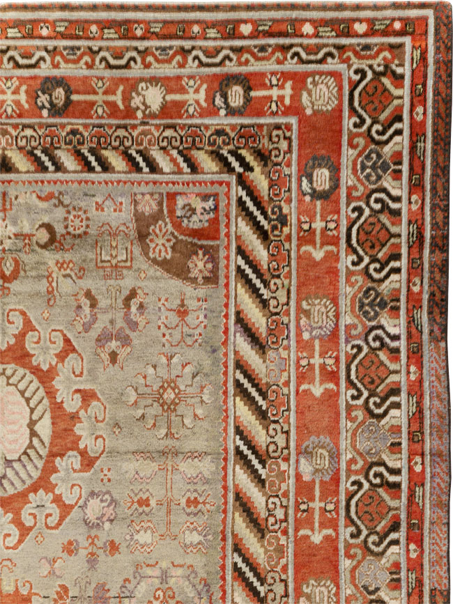 Antique East Turkestan Khotan Large Gallery Carpet, No.31209 - Staging