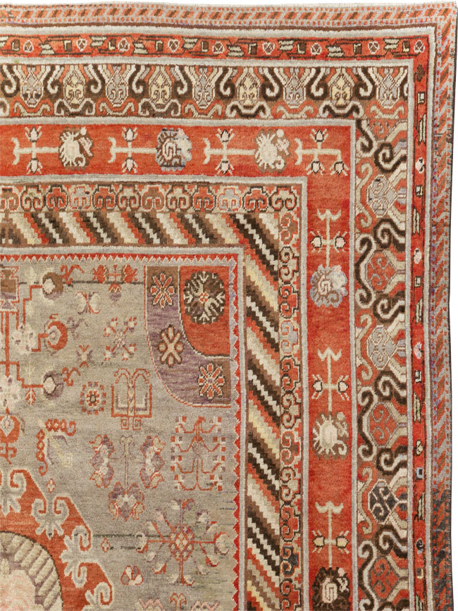 Antique East Turkestan Khotan Large Gallery Carpet, No.31209 - Staging