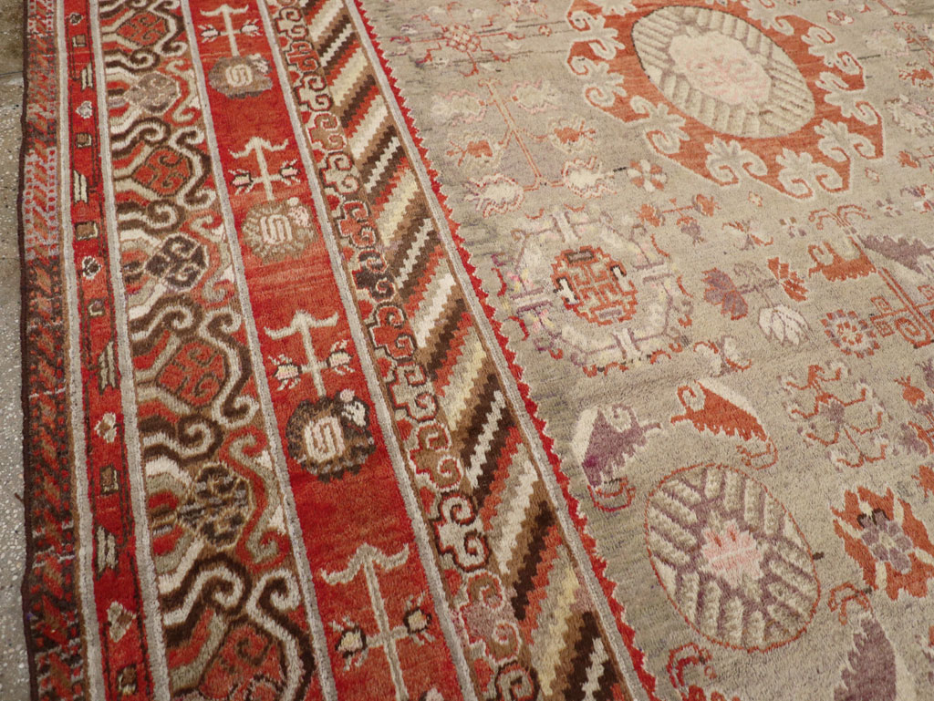 Antique East Turkestan Khotan Large Gallery Carpet, No.31209 - Staging