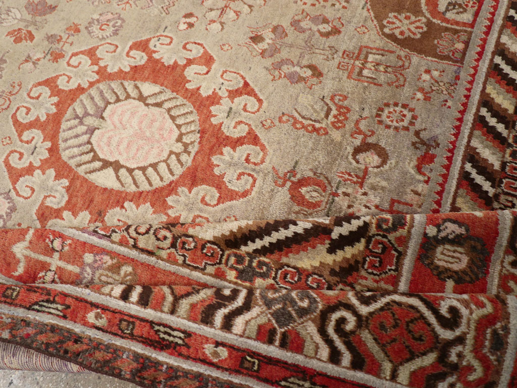 Antique East Turkestan Khotan Large Gallery Carpet, No.31209 - Staging