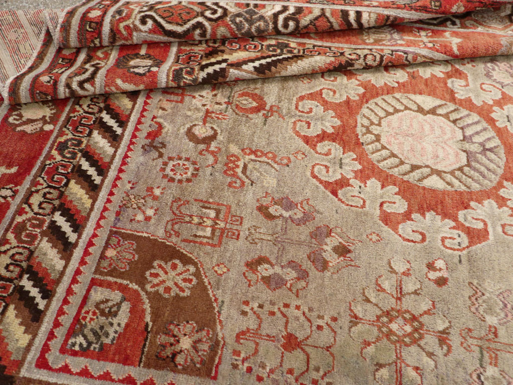 Antique East Turkestan Khotan Large Gallery Carpet, No.31209 - Staging