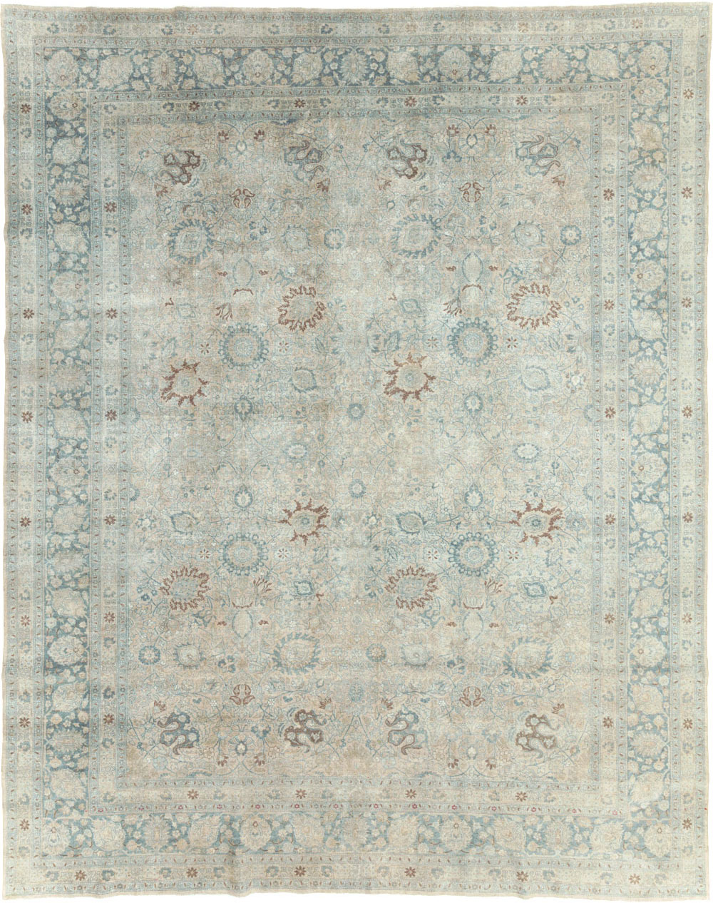 Antique Persian Tabriz Room Size Carpet, No.31210 - Staging