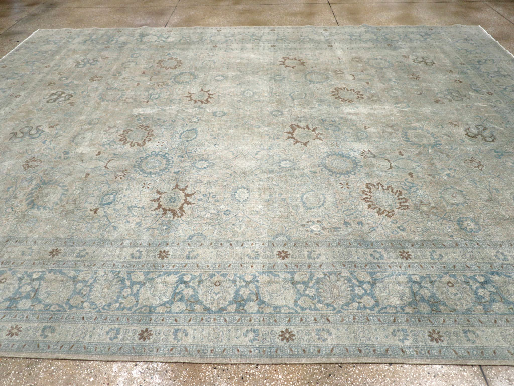 Antique Persian Tabriz Room Size Carpet, No.31210 - Staging