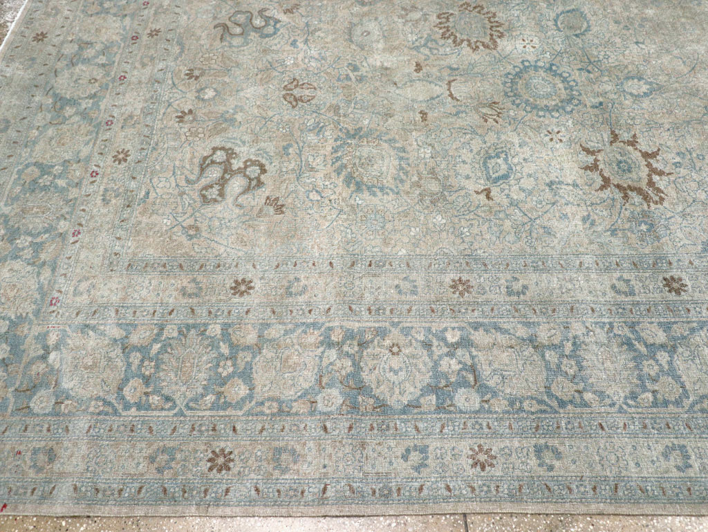 Antique Persian Tabriz Room Size Carpet, No.31210 - Staging