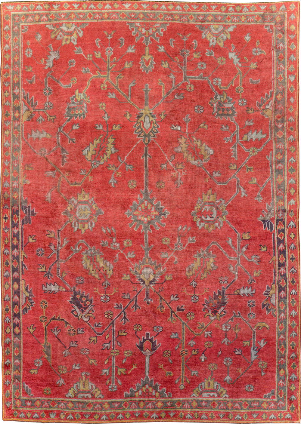 Antique Turkish Oushak Carpet, No.31212 - Staging