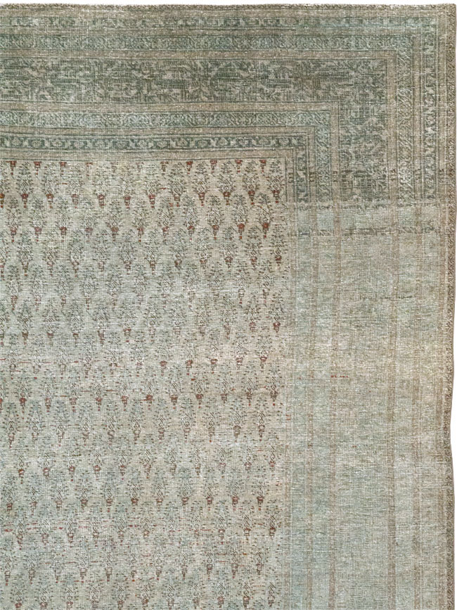 Distressed Antique Persian Tabriz Room Size Carpet, No.31213 - Staging