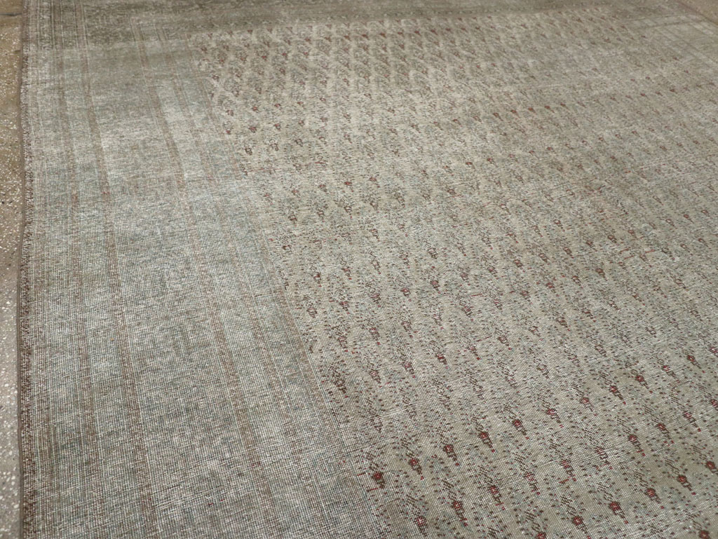 Distressed Antique Persian Tabriz Room Size Carpet, No.31213 - Staging