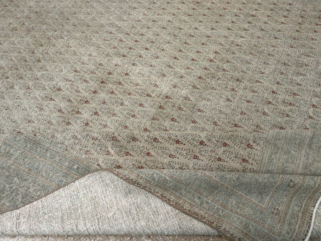 Distressed Antique Persian Tabriz Room Size Carpet, No.31213 - Staging