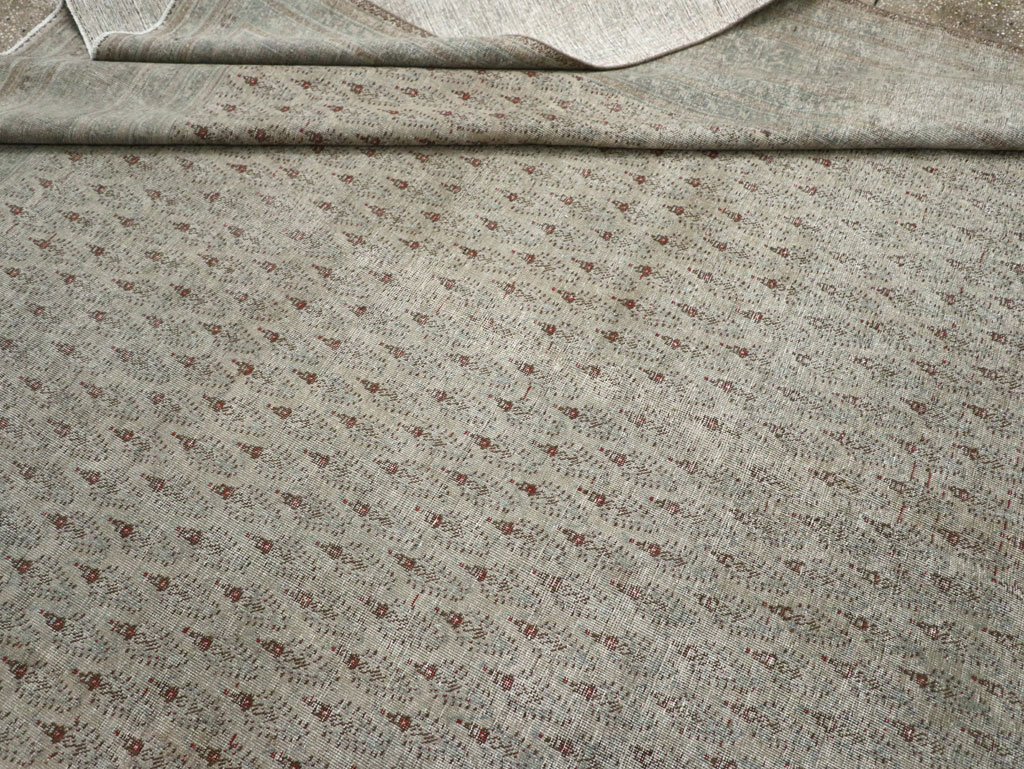 Distressed Antique Persian Tabriz Room Size Carpet, No.31213 - Staging