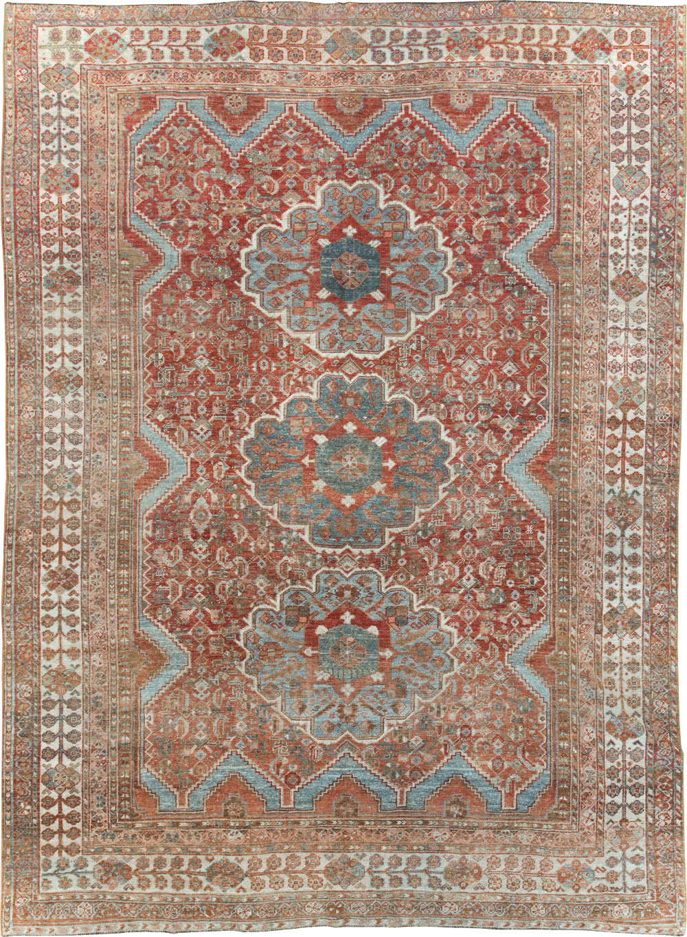 Antique Persian Shiraz Small Room Size Carpet, No.31215 - Staging