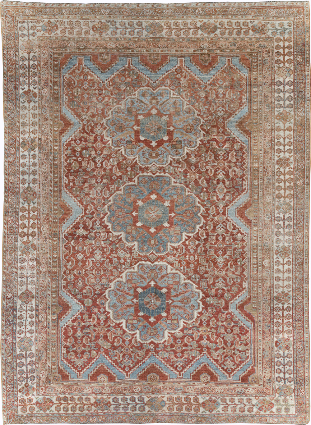 Antique Persian Shiraz Small Room Size Carpet, No.31215 - Staging