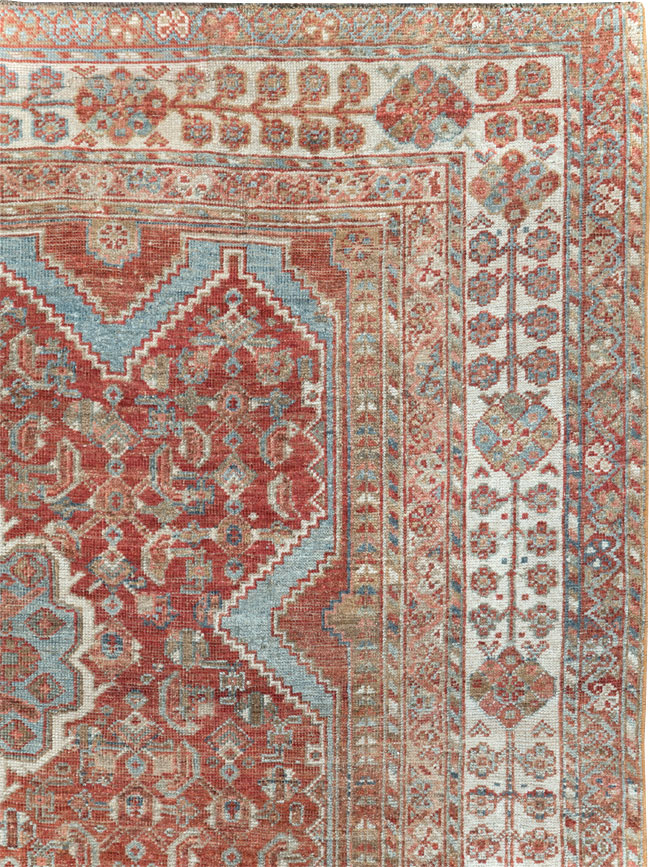 Antique Persian Shiraz Small Room Size Carpet, No.31215 - Staging