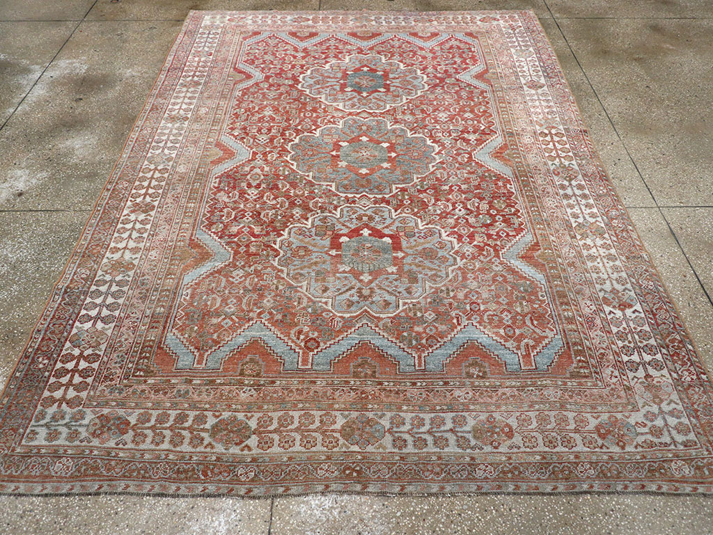 Antique Persian Shiraz Small Room Size Carpet, No.31215 - Staging