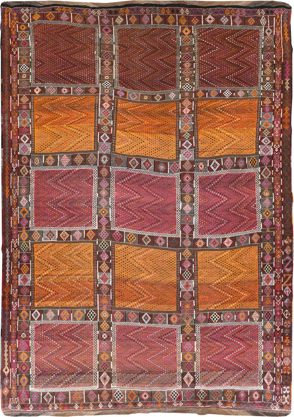 Vintage Turkish Flatweave Kilim Large Carpet, No.31222 - Staging