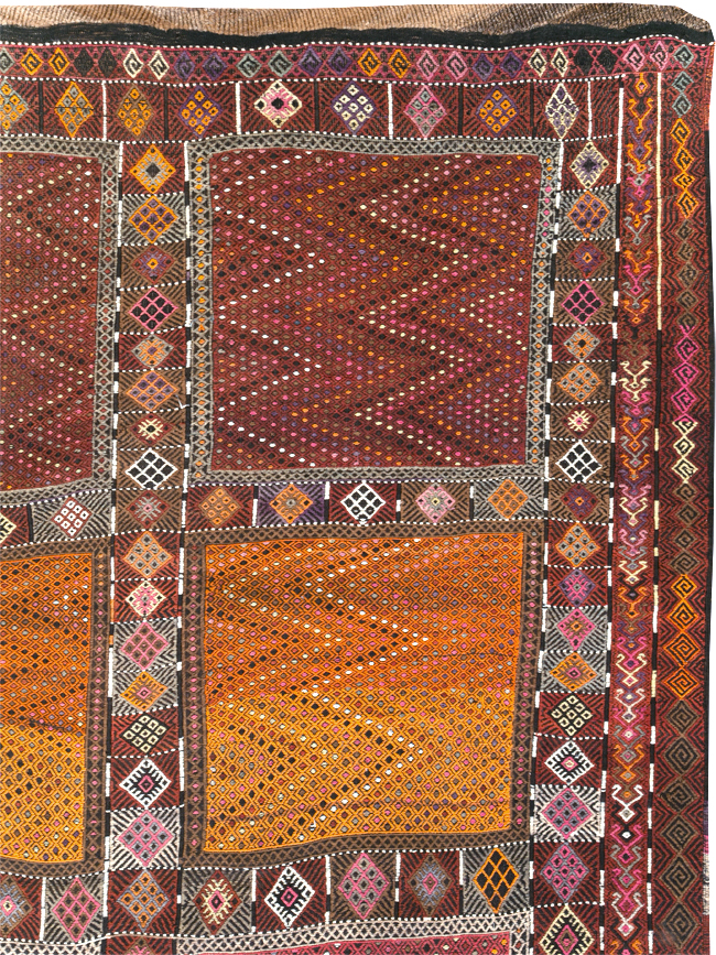 Vintage Turkish Flatweave Kilim Large Carpet, No.31222 - Staging