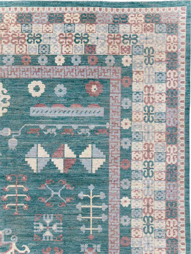 Contemporary East Turkestan Khotan Room Size Carpet, No.31236 - Staging
