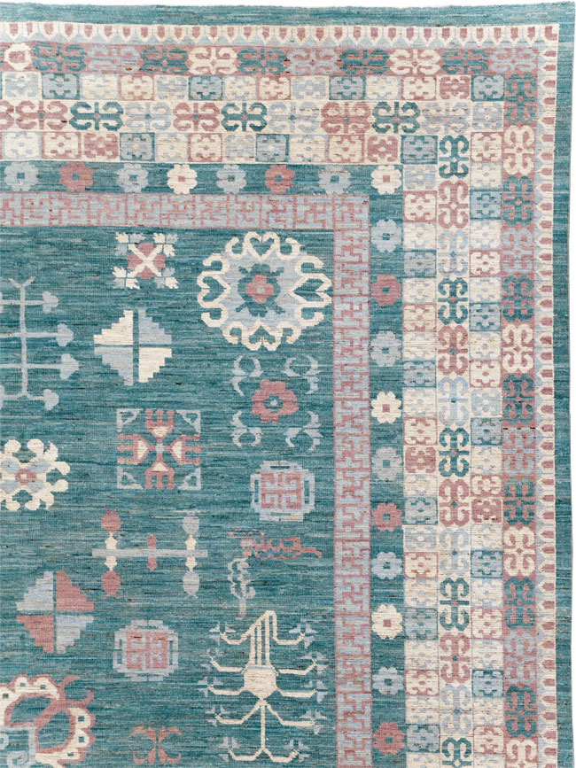 Contemporary East Turkestan Khotan Room Size Carpet, No.31236 - Staging