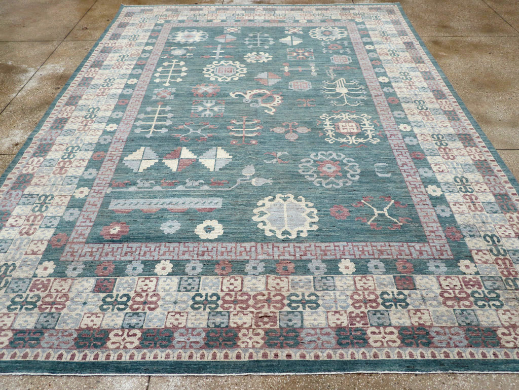 Contemporary East Turkestan Khotan Room Size Carpet, No.31236 - Staging