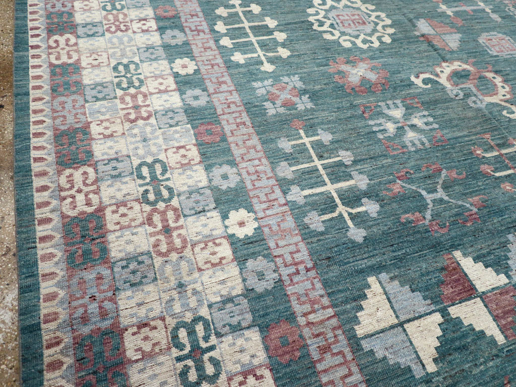 Contemporary East Turkestan Khotan Room Size Carpet, No.31236 - Staging