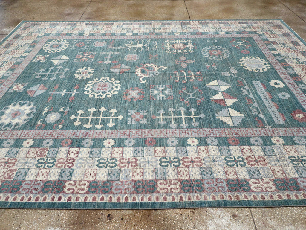 Contemporary East Turkestan Khotan Room Size Carpet, No.31236 - Staging