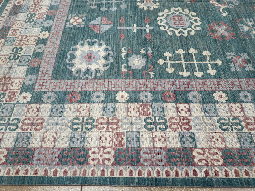 Contemporary East Turkestan Khotan Room Size Carpet, No.31236 - Staging