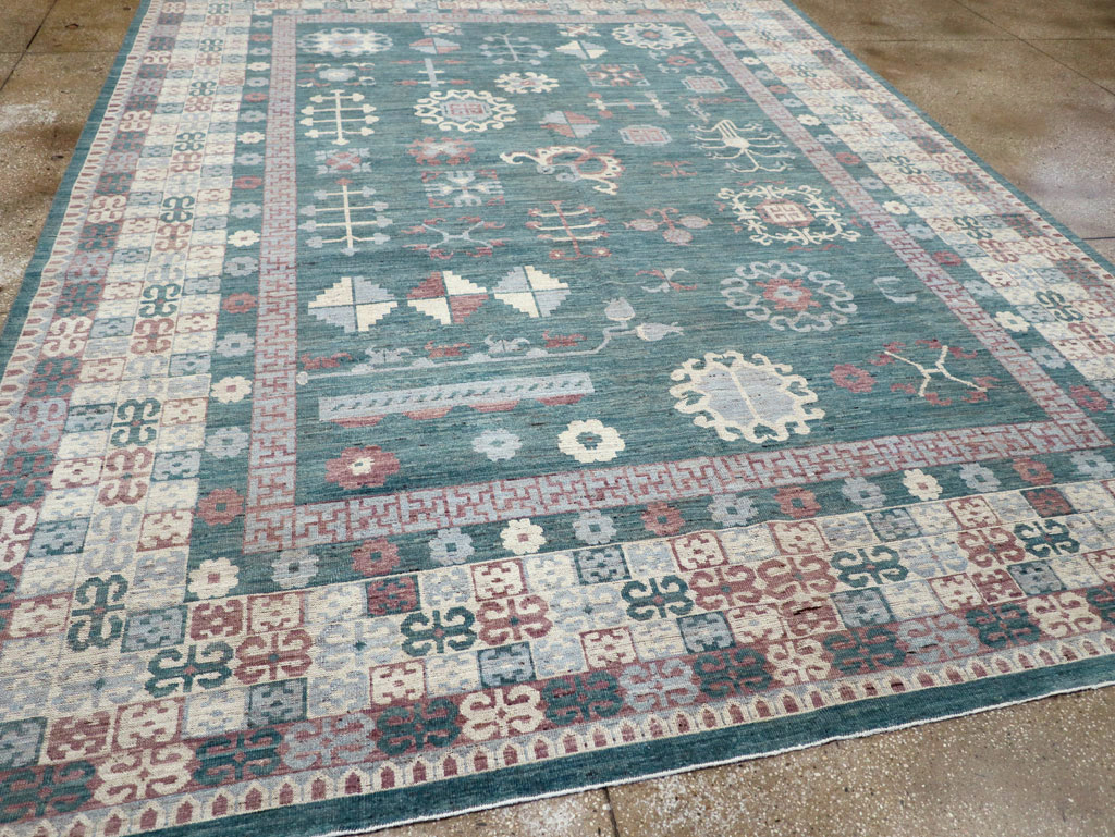 Contemporary East Turkestan Khotan Room Size Carpet, No.31236 - Staging