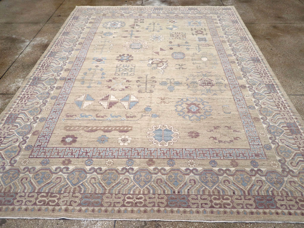Contemporary East Turkestan Khotan Room Size Carpet, No.31237 - Staging