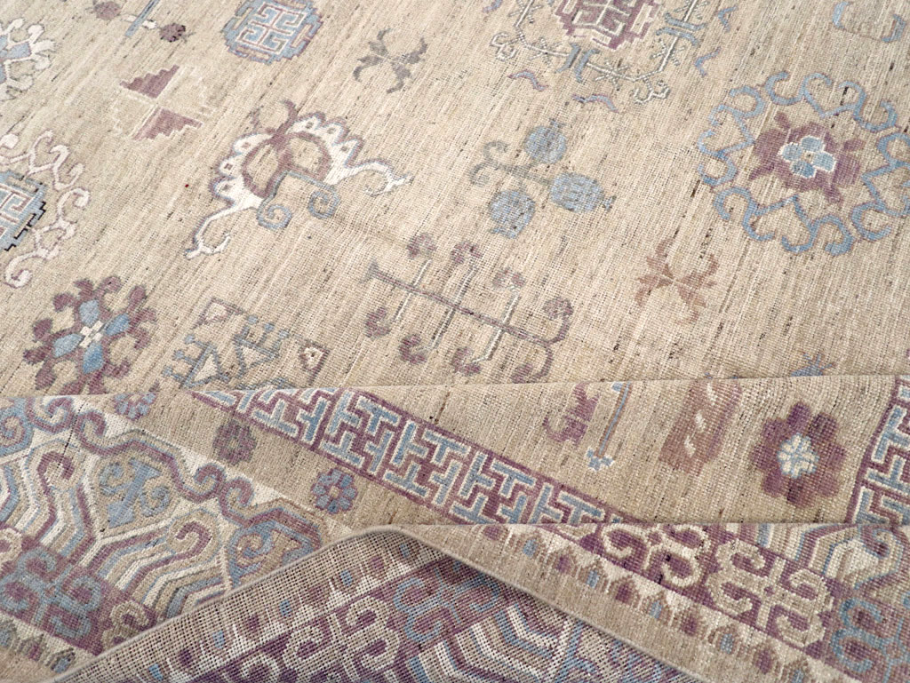 Contemporary East Turkestan Khotan Room Size Carpet, No.31237 - Staging