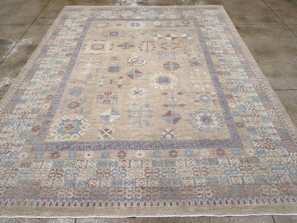Contemporary East Turkestan Khotan Room Size Carpet, No.31238 - Staging