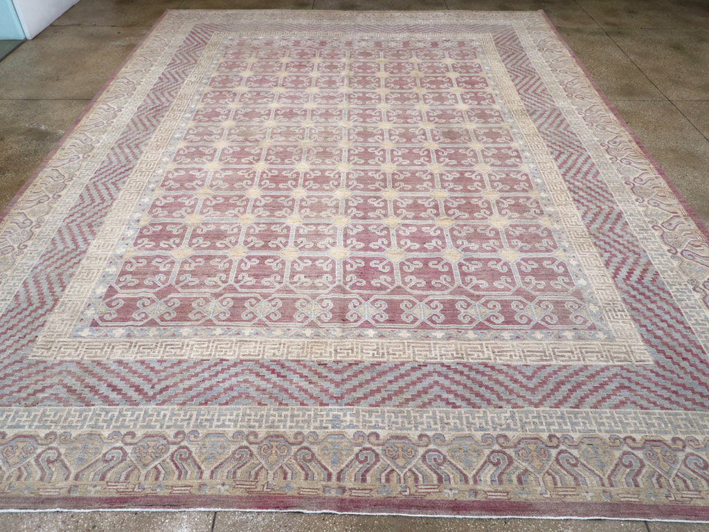 Contemporary East Turkestan Khotan Large Room Size Carpet, No.31239 - Staging