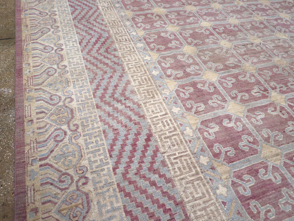 Contemporary East Turkestan Khotan Large Room Size Carpet, No.31239 - Staging