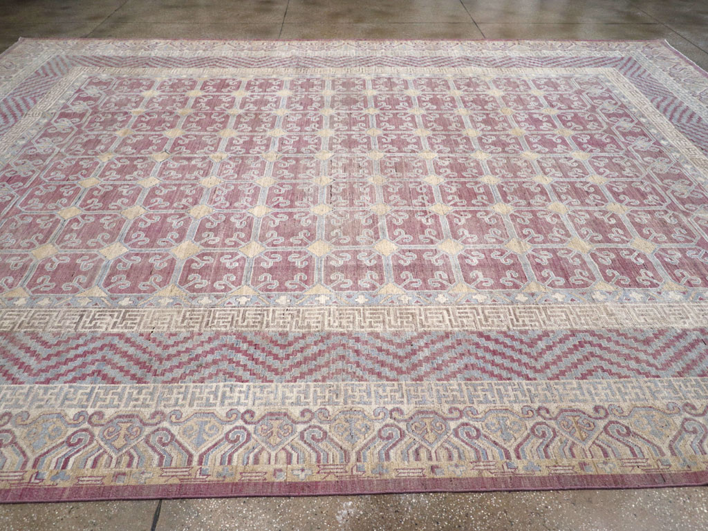 Contemporary East Turkestan Khotan Large Room Size Carpet, No.31239 - Staging