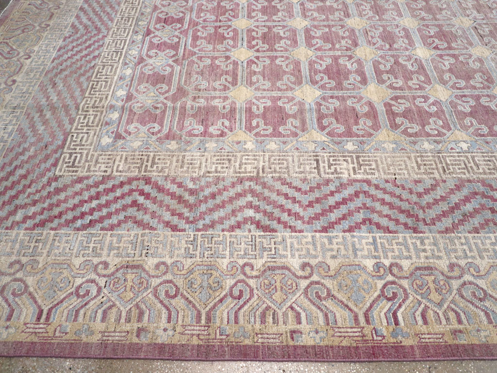 Contemporary East Turkestan Khotan Large Room Size Carpet, No.31239 - Staging