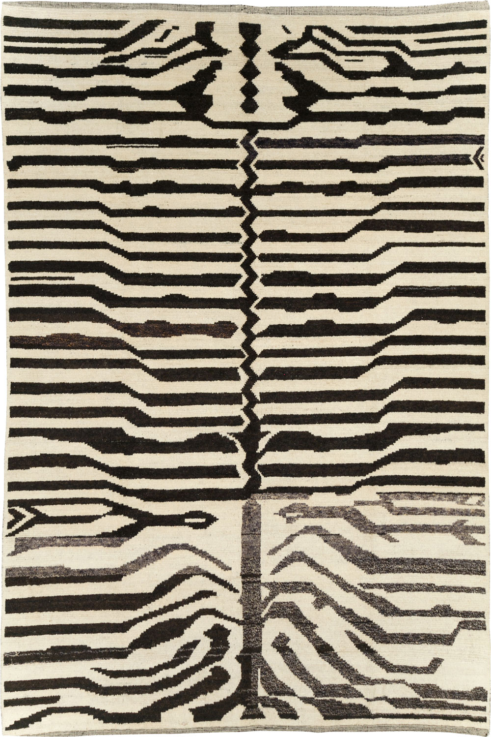 Contemporary Turkish Zebra Print Room Size Carpet, No.31243 - Staging
