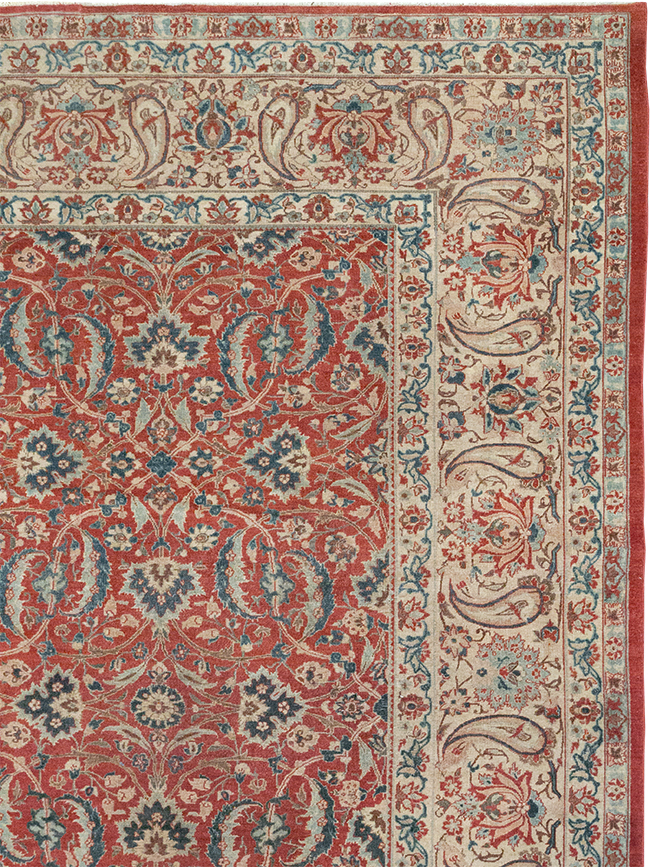Vintage Persian Isfahan Room Size Carpet, No.31245 - Staging
