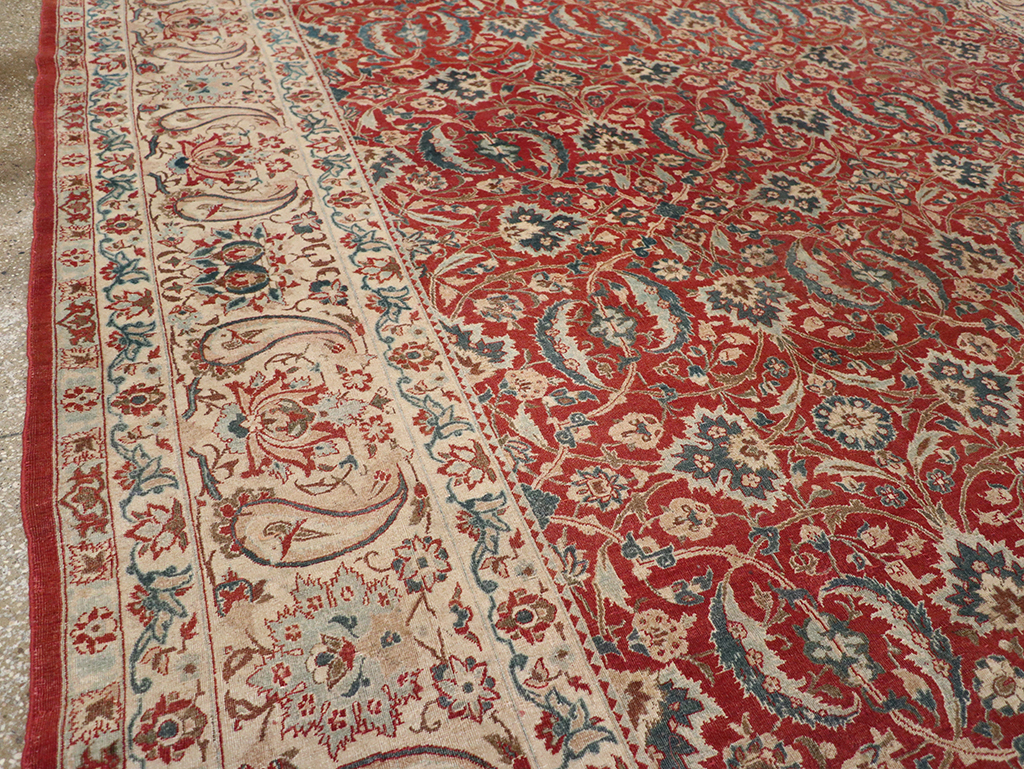 Vintage Persian Isfahan Room Size Carpet, No.31245 - Staging