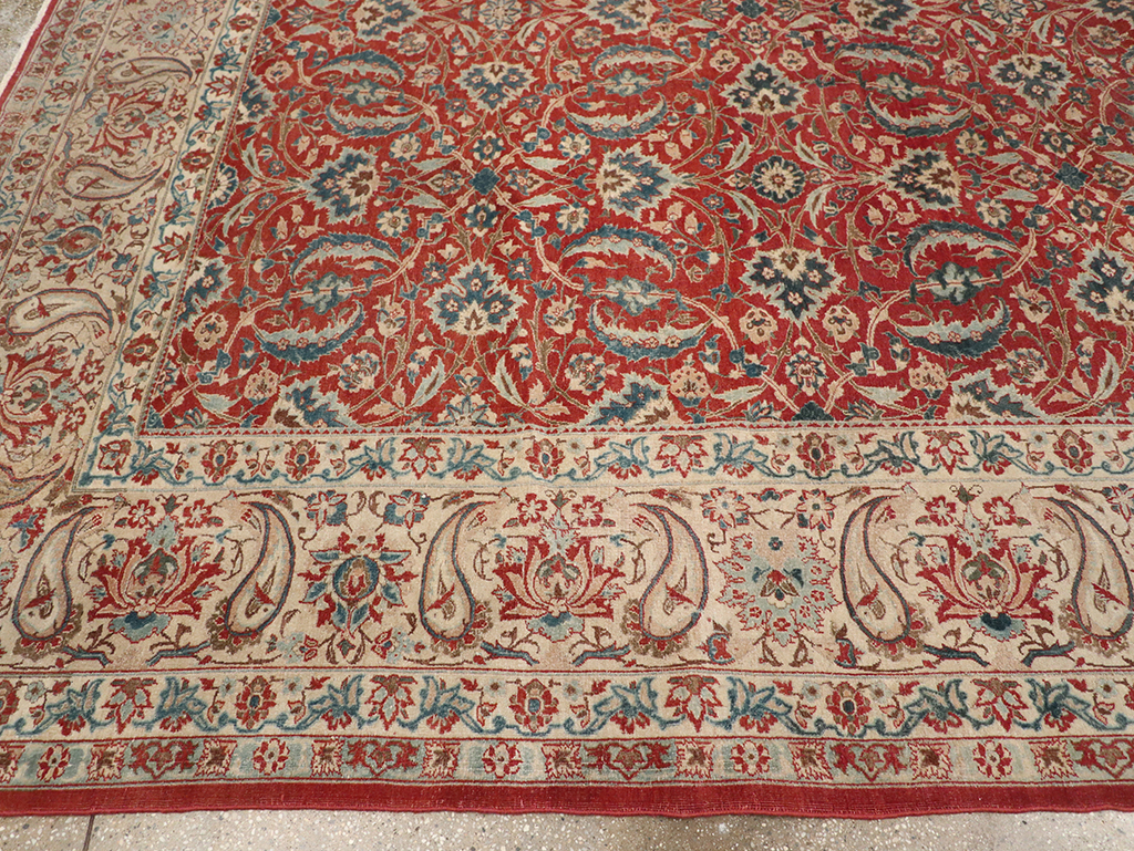 Vintage Persian Isfahan Room Size Carpet, No.31245 - Staging