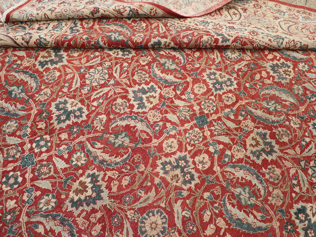 Vintage Persian Isfahan Room Size Carpet, No.31245 - Staging