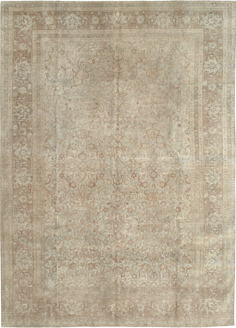 Vintage Persian Tabriz Accent Carpet, No.31246 - Staging
